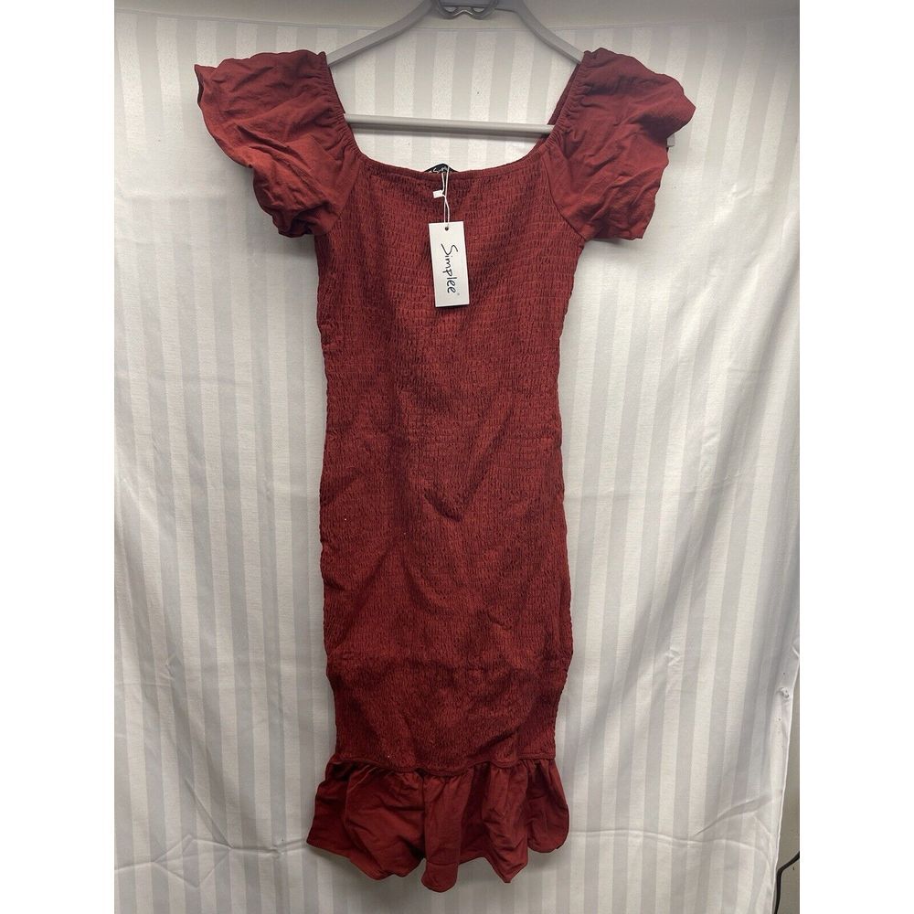 Simplee Summer Dress Rust‎ color Size Small NWT Stretch